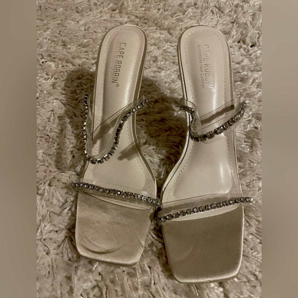 Rhinestone Heeled Mules